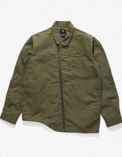 Shirts*Maharishi 4202 Ventile® Wr Asym Tech Shirt Olive Og-107F