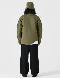 Shirts*Maharishi 4202 Ventile® Wr Asym Tech Shirt Olive Og-107F