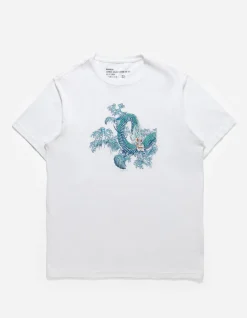 Short Sleeve T-Shirts*Maharishi 4243 Water Dragon Embroidered T-Shirt White
