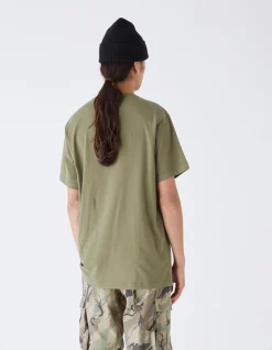 Short Sleeve T-Shirts*Maharishi 4243 Water Dragon Embroidered T-Shirt Olive/Tonal