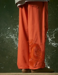 Original Snopants*Maharishi 4244 Water Dragon Embroidered Loose Snopants® Blaze Orange/Tonal