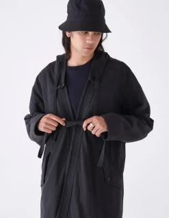 Parkas*Maharishi 4240 Water Dragon Embroidered Kimono Parka Black Blk-108Ff