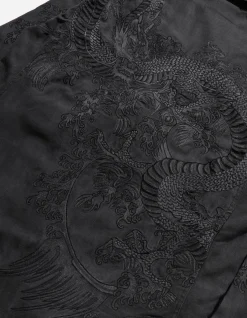 Parkas*Maharishi 4240 Water Dragon Embroidered Kimono Parka Black Blk-108Ff