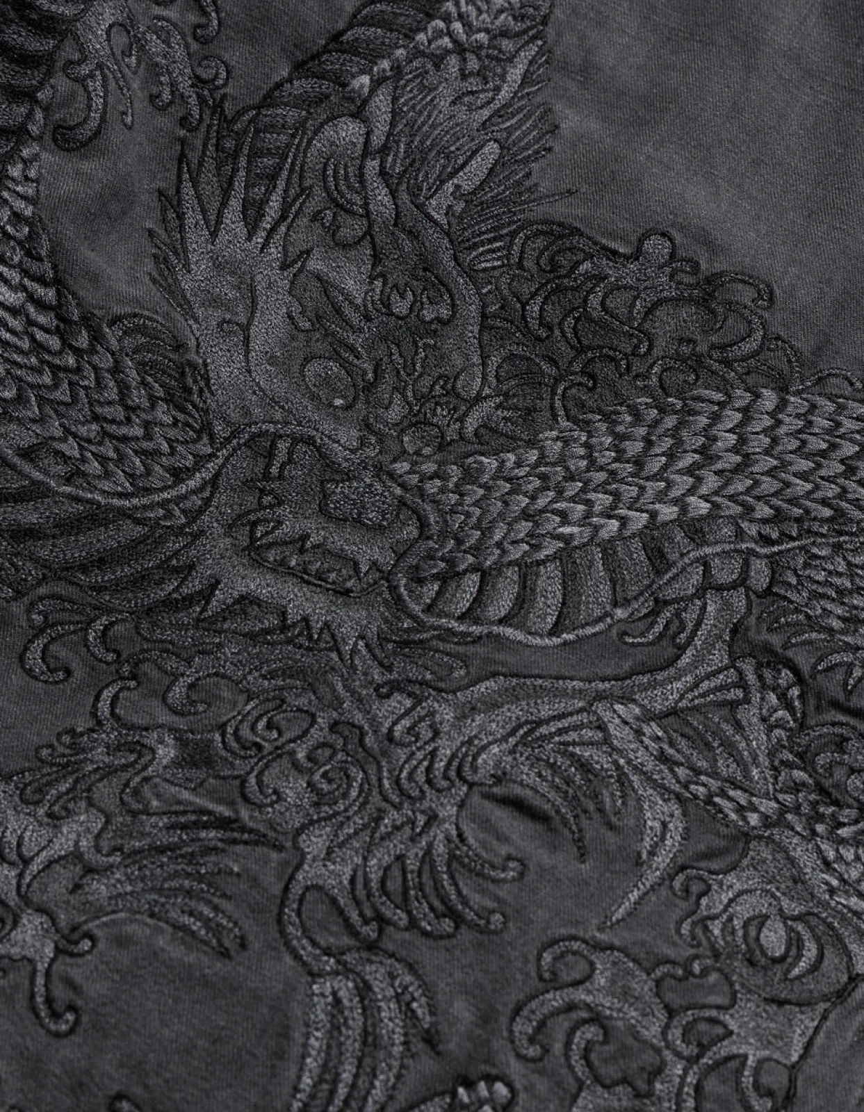 Parkas*Maharishi 4240 Water Dragon Embroidered Kimono Parka Black Blk-108Ff