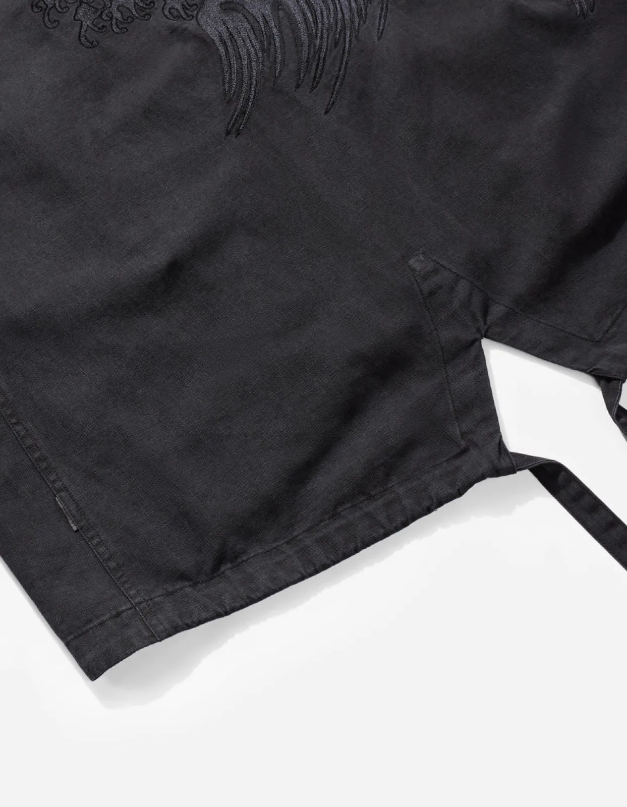 Parkas*Maharishi 4240 Water Dragon Embroidered Kimono Parka Black Blk-108Ff