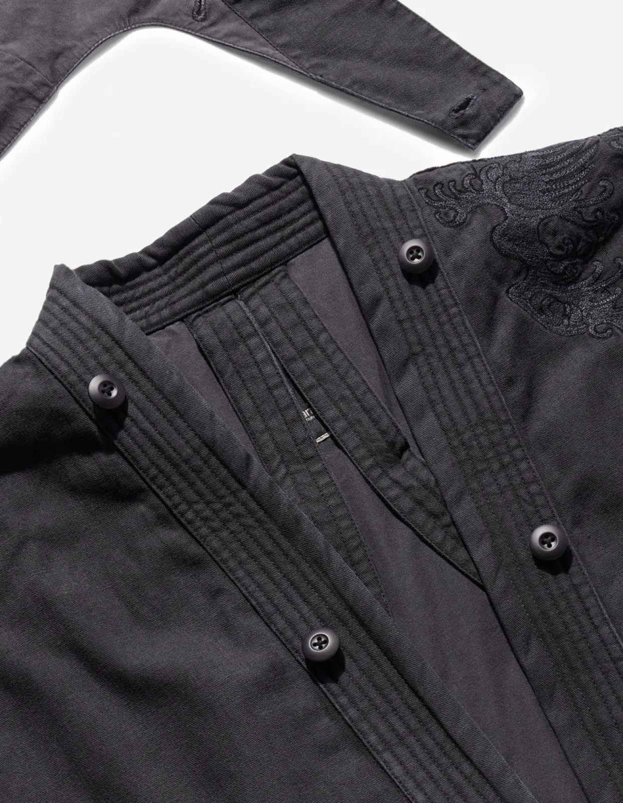 Parkas*Maharishi 4240 Water Dragon Embroidered Kimono Parka Black Blk-108Ff