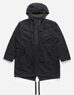 Parkas*Maharishi 4240 Water Dragon Embroidered Kimono Parka Black Blk-108Ff
