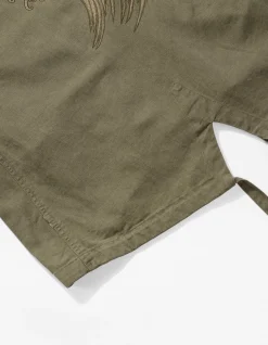 Parkas*Maharishi 4240 Water Dragon Embroidered Kimono Parka Olive Og-107Ff