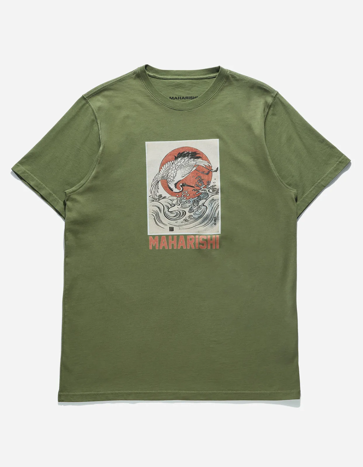 Short Sleeve T-Shirts*Maharishi 1072 Water Peace Crane T-Shirt Olive