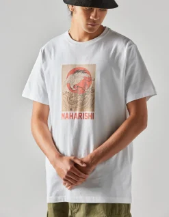Short Sleeve T-Shirts*Maharishi 1072 Water Peace Crane T-Shirt White