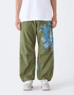 Original Snopants*Maharishi 4245 Xl Water Dragon Embroidered Loose Snopants® Olive Og-107F
