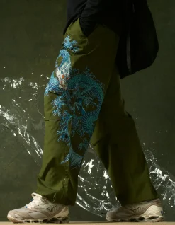 Original Snopants*Maharishi 4245 Xl Water Dragon Embroidered Loose Snopants® Olive Og-107F