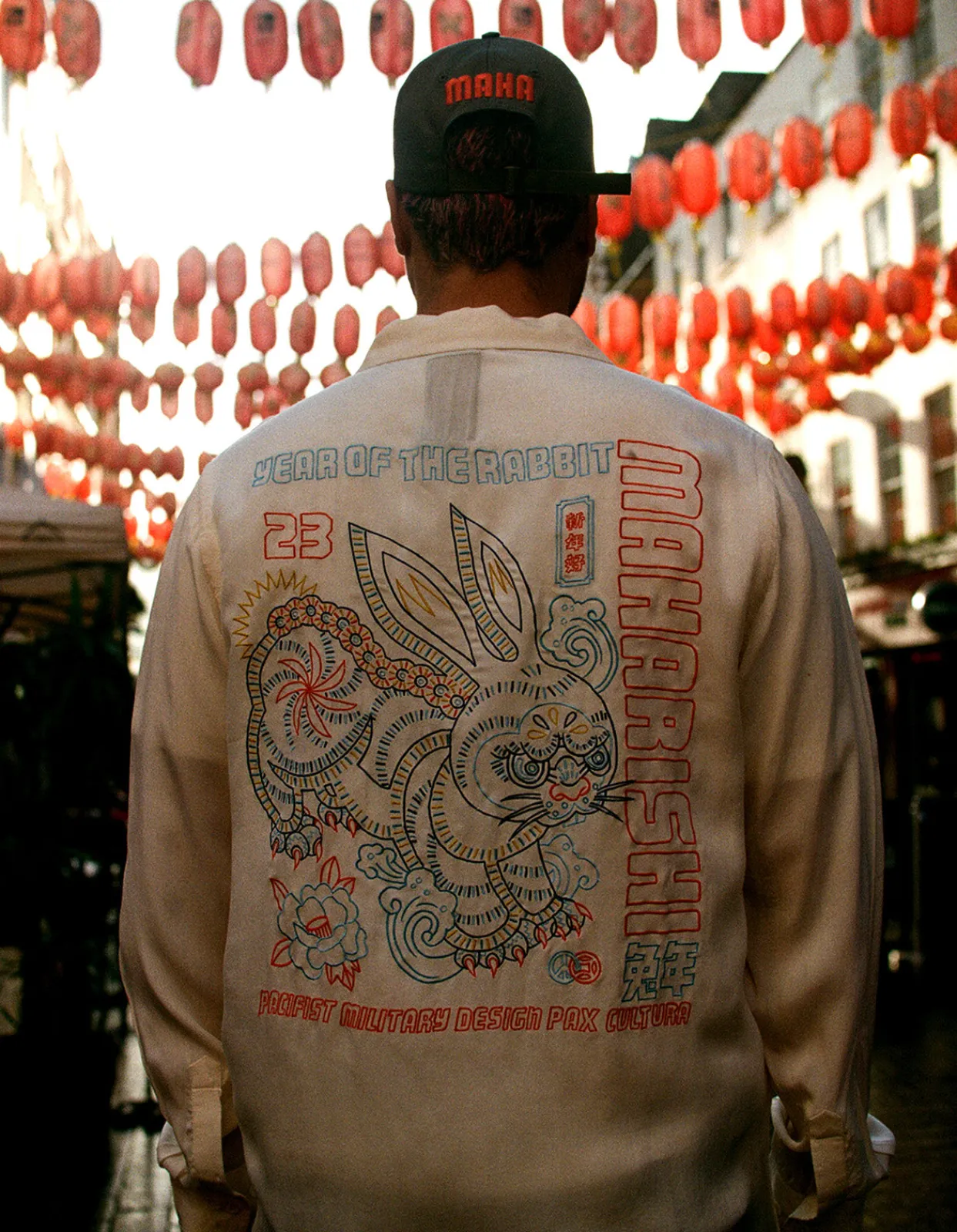 Shirts*Maharishi 4209 Year Of The Rabbit Embroidered Shirt Ecru