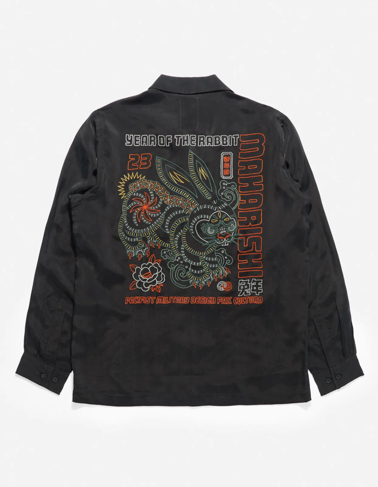 Shirts*Maharishi 4209 Year Of The Rabbit Embroidered Shirt Black