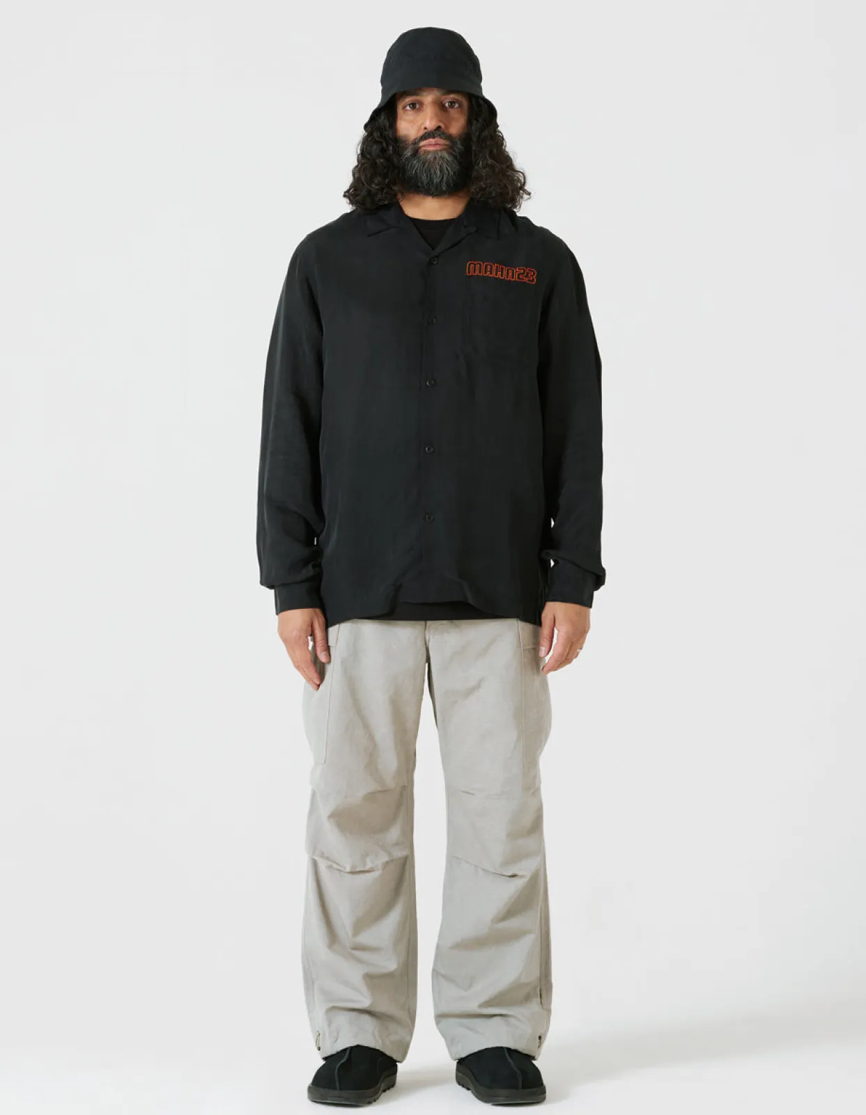 Shirts*Maharishi 4209 Year Of The Rabbit Embroidered Shirt Black
