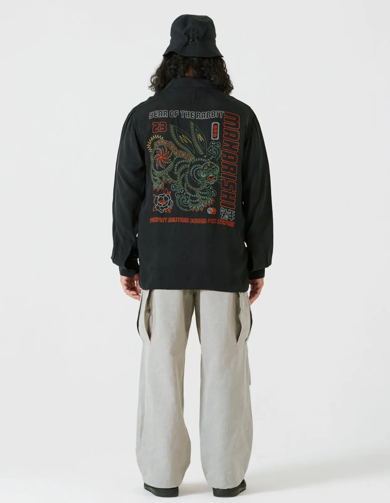Shirts*Maharishi 4209 Year Of The Rabbit Embroidered Shirt Black