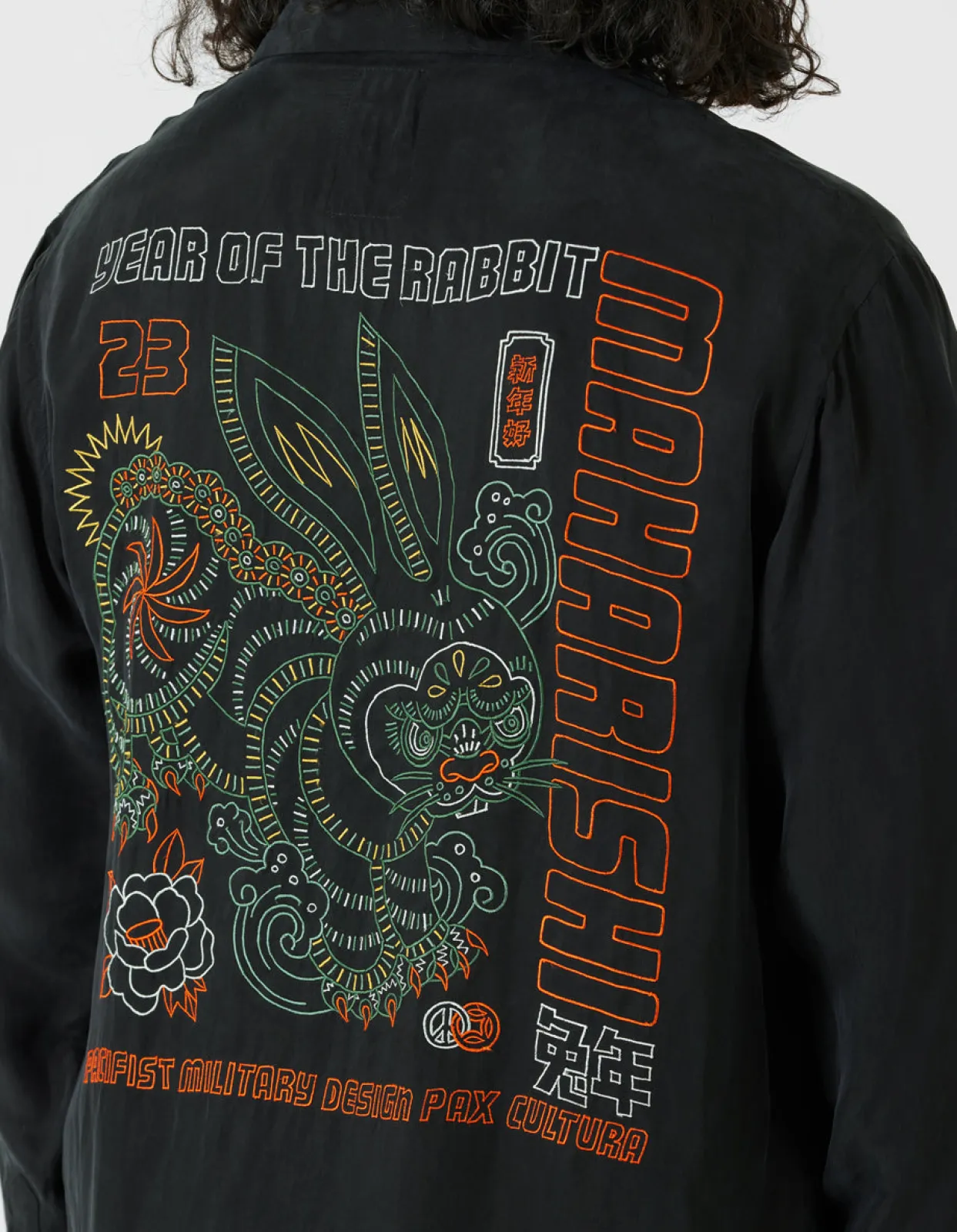Shirts*Maharishi 4209 Year Of The Rabbit Embroidered Shirt Black