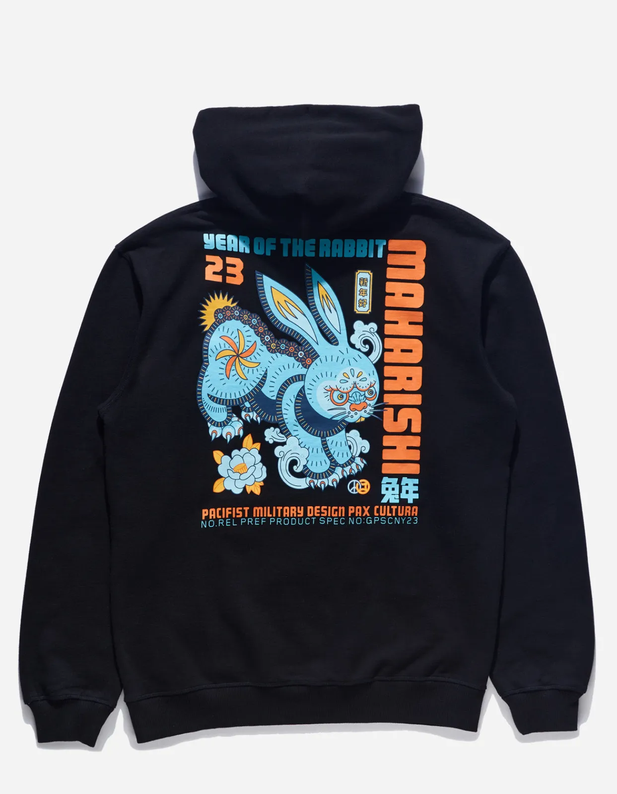 Hooded Sweats*Maharishi 1003 Year Of The Rabbit Hooded Sweat Black
